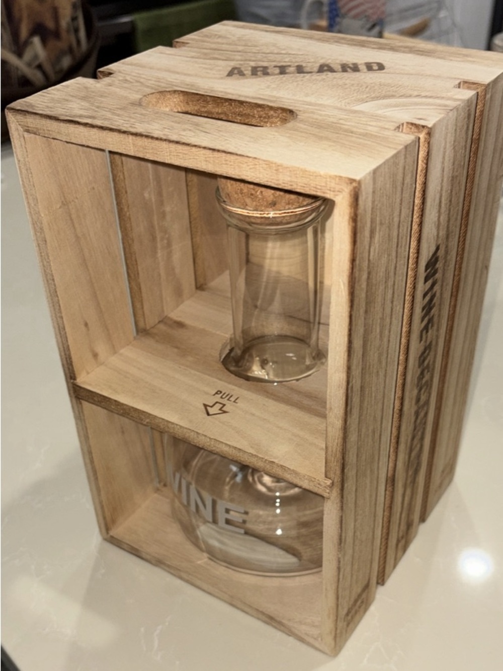 Natural Wood Wine Decanter Glass Bottle